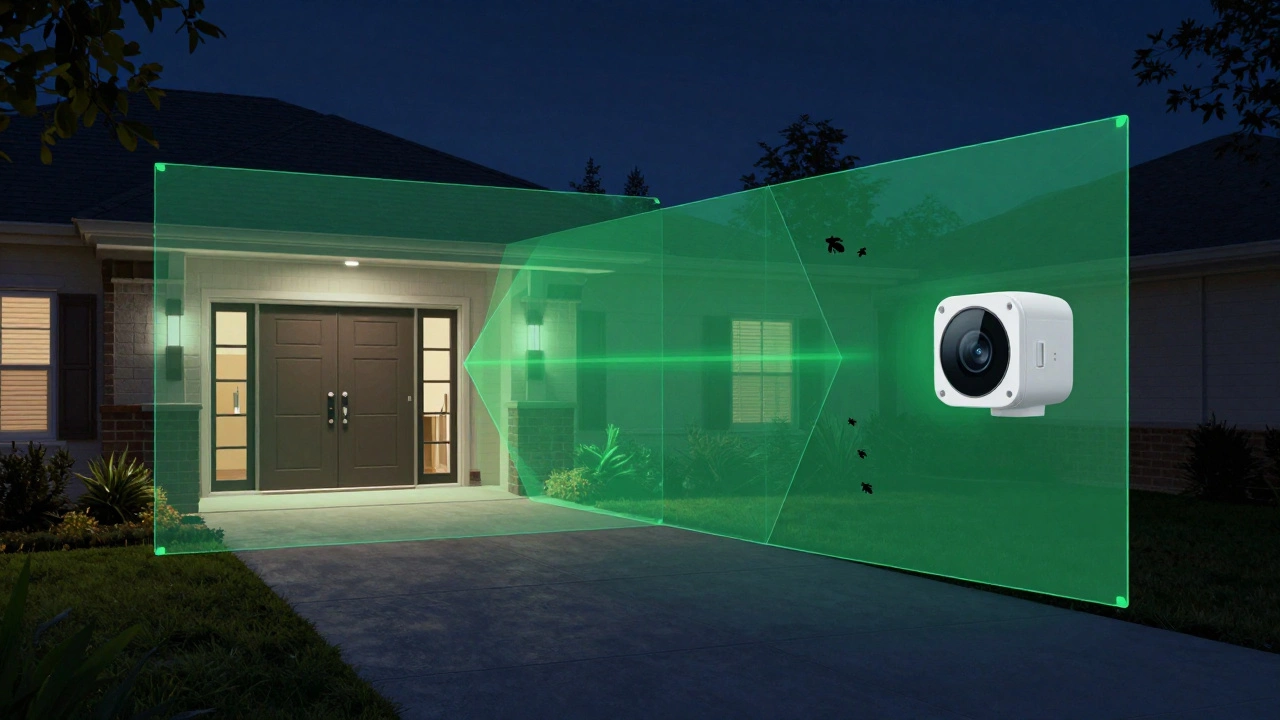 Smart camera detection zones excluding bugs near the lens