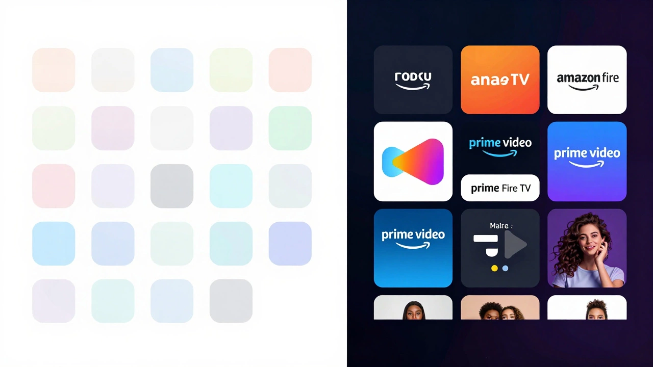 Split screen showing minimalist vs busy TV interfaces