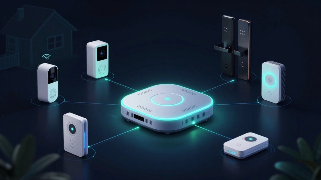Conceptual art of a connected smart home security network