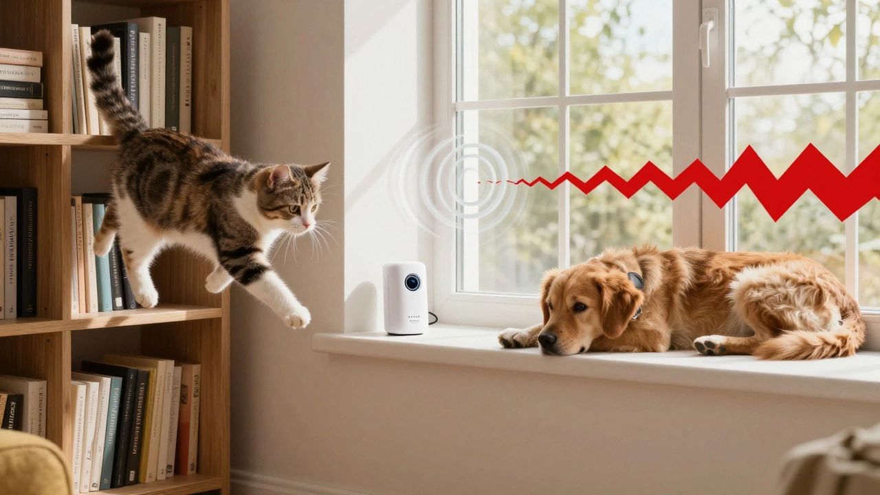 Glassbreak sensor on windowsill ignoring jumping cat and dog