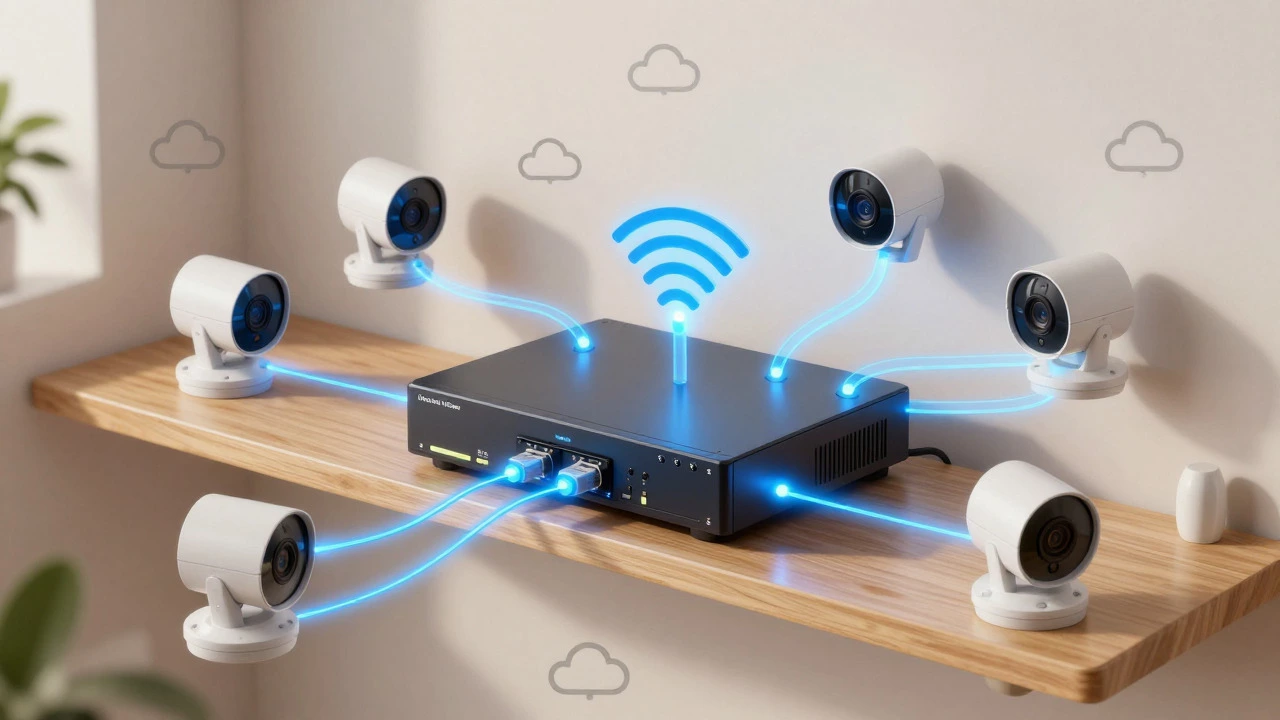 Illustration of local data flow from cameras to NVR bypassing cloud servers