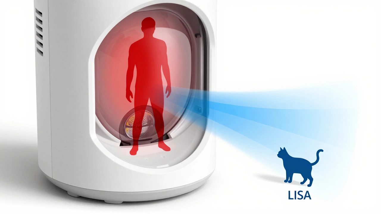 Internal view of Ajax motion sensor showing heat detection filtering for pets