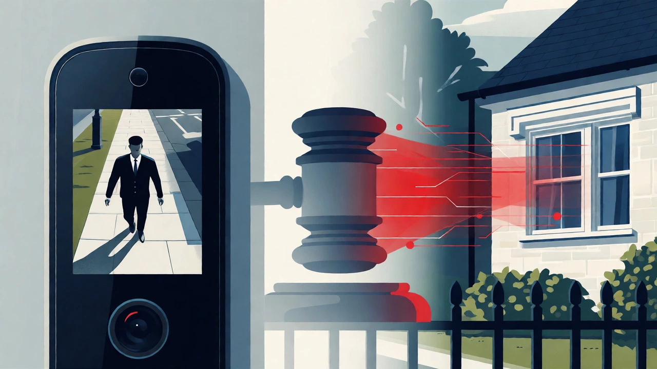 Conceptual art showing the balance between CCTV security and privacy laws