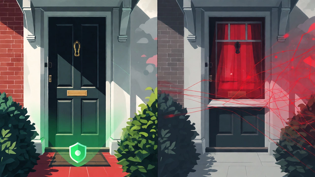 Conceptual diagram contrasting legal vs illegal smart doorbell field of view