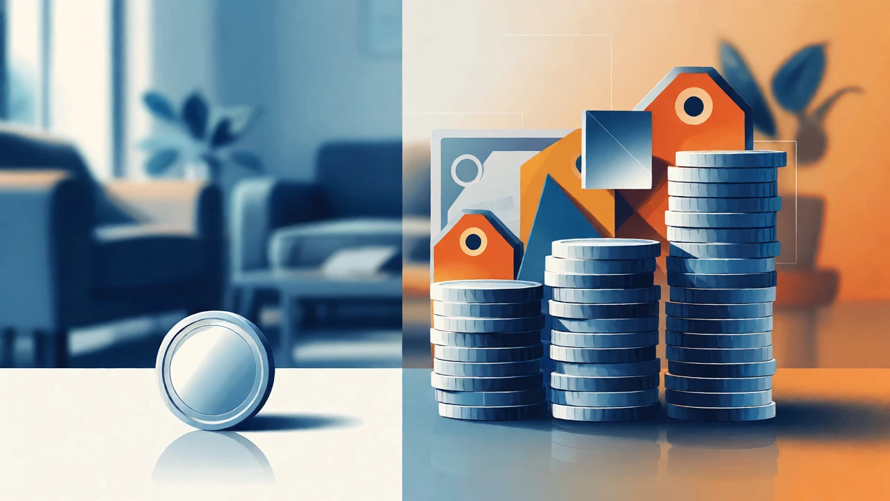 Conceptual illustration comparing a single coin to a large stack representing hidden costs.