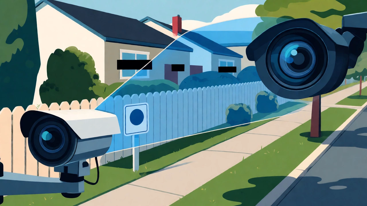 Diagrammatic view of a CCTV camera's field of view with privacy masks applied.